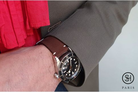 Cigar Nubuck SELECT-HEURE leather watch strap with quick release spring bars (interchangeable)