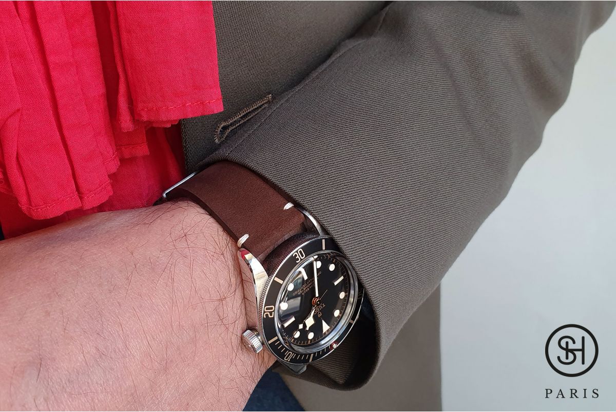 Bracelet montre cuir Nubuck SELECT-HEURE Cigare avec pompes rapides (interchangeable)