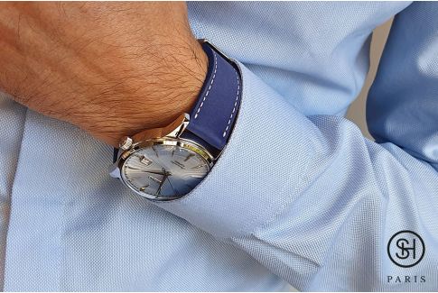 Bracelet montre cuir Nubuck SELECT-HEURE Bleu Egyptien avec pompes rapides (interchangeable)