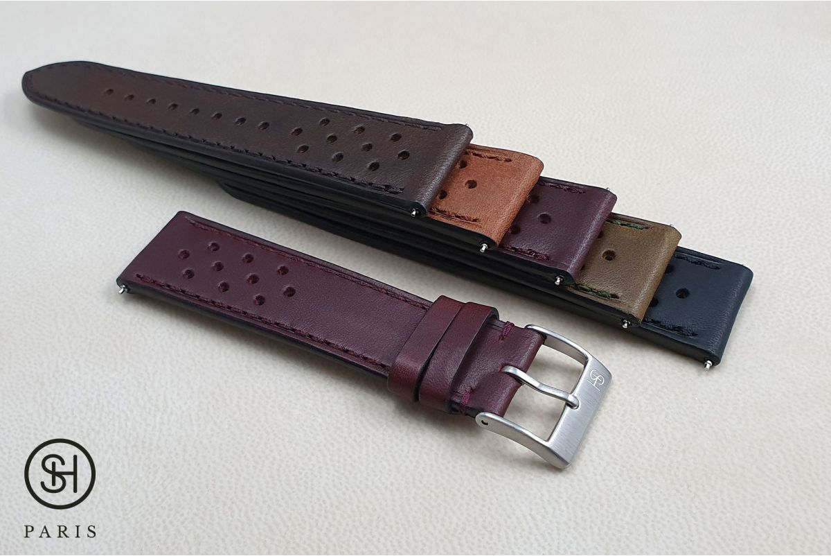 Gold Brown Rallye SELECT-HEURE leather watch strap with quick release spring bars (interchangeable)