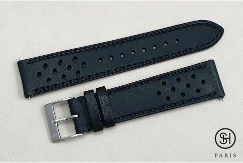 Mat Black Rallye SELECT-HEURE leather watch strap with quick release spring bars (interchangeable)