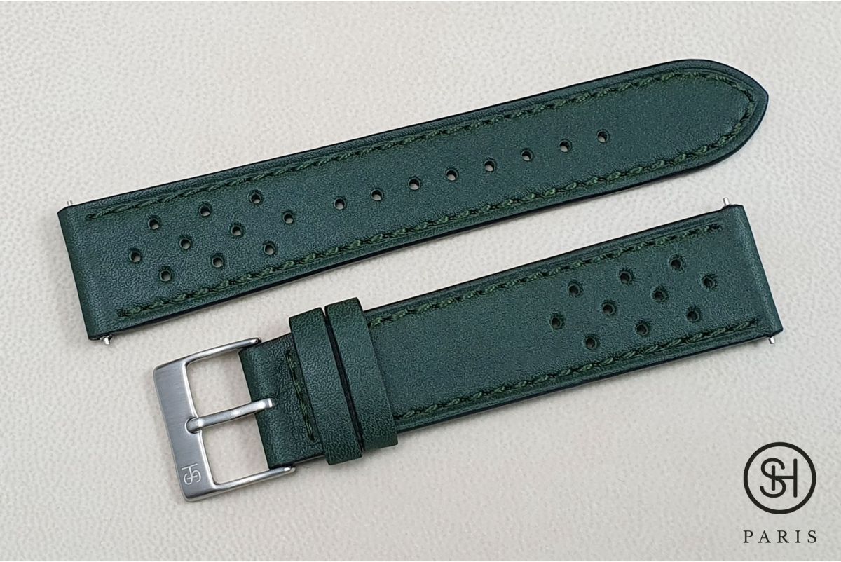 Bracelet montre cuir Rallye SELECT-HEURE Vert Empire avec pompes rapides (interchangeable)