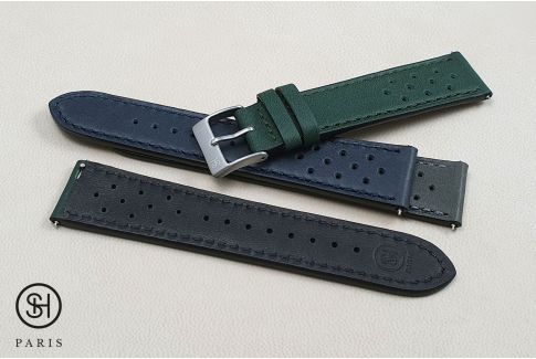 Bracelet montre cuir Rallye SELECT-HEURE Vert Empire avec pompes rapides (interchangeable)