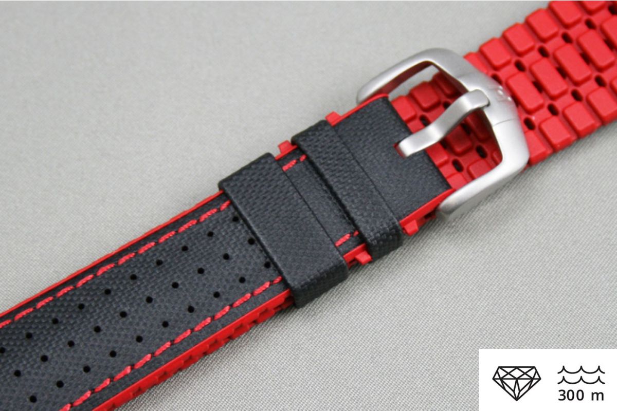 Black Red Robby HIRSCH watch bracelet (waterproof)