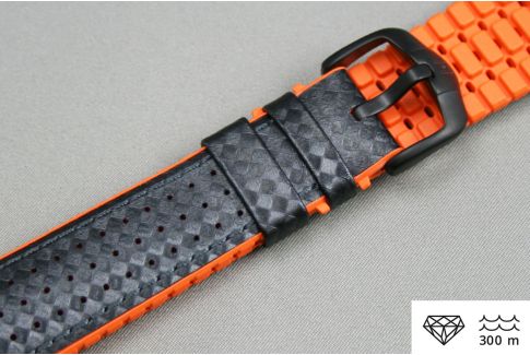 Black Orange Ayrton HIRSCH watch bracelet (waterproof)