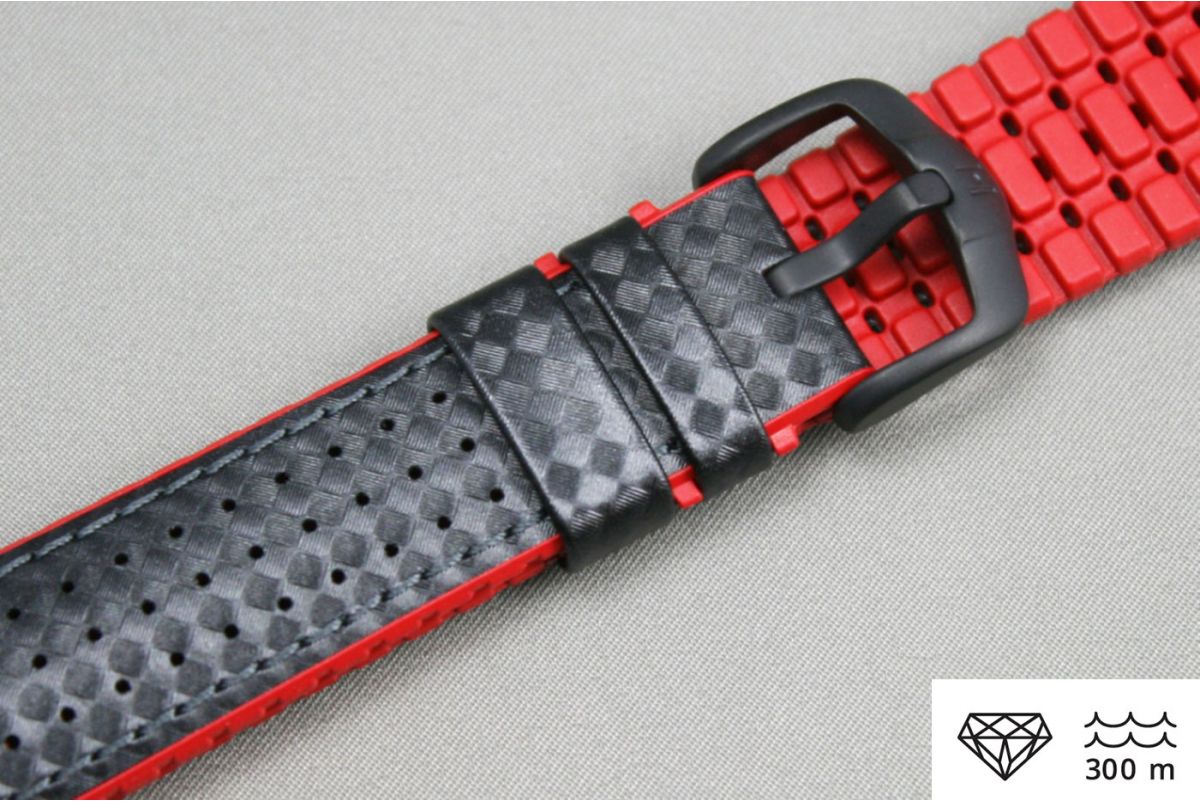 Black Red Ayrton HIRSCH watch bracelet (waterproof)