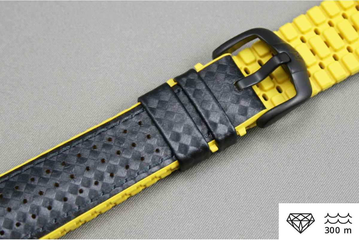 Black Yellow Ayrton HIRSCH watch bracelet (waterproof)