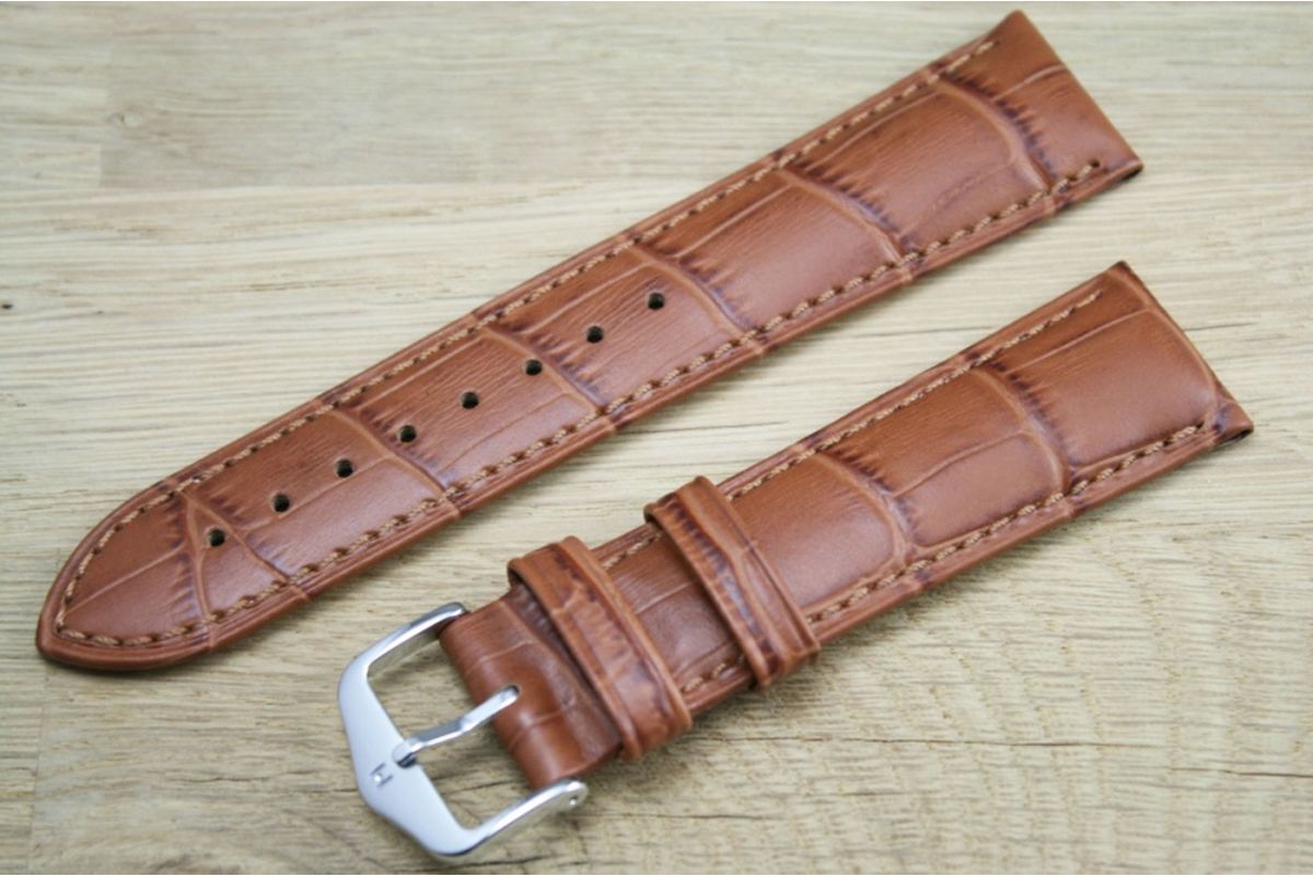 Honey Brown Duke HIRSCH watch bracelet, Italian calfskin