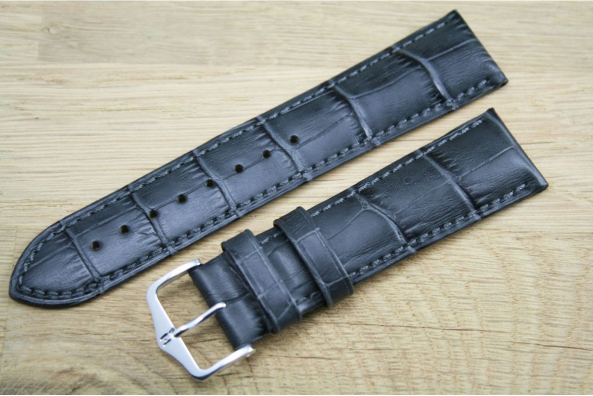 Bracelet montre HIRSCH Duke Gris, cuir de veau italien