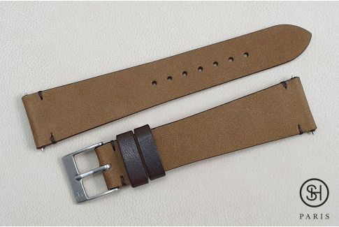 Bracelet montre cuir Nubuck SELECT-HEURE  Argile avec pompes rapides (interchangeable)