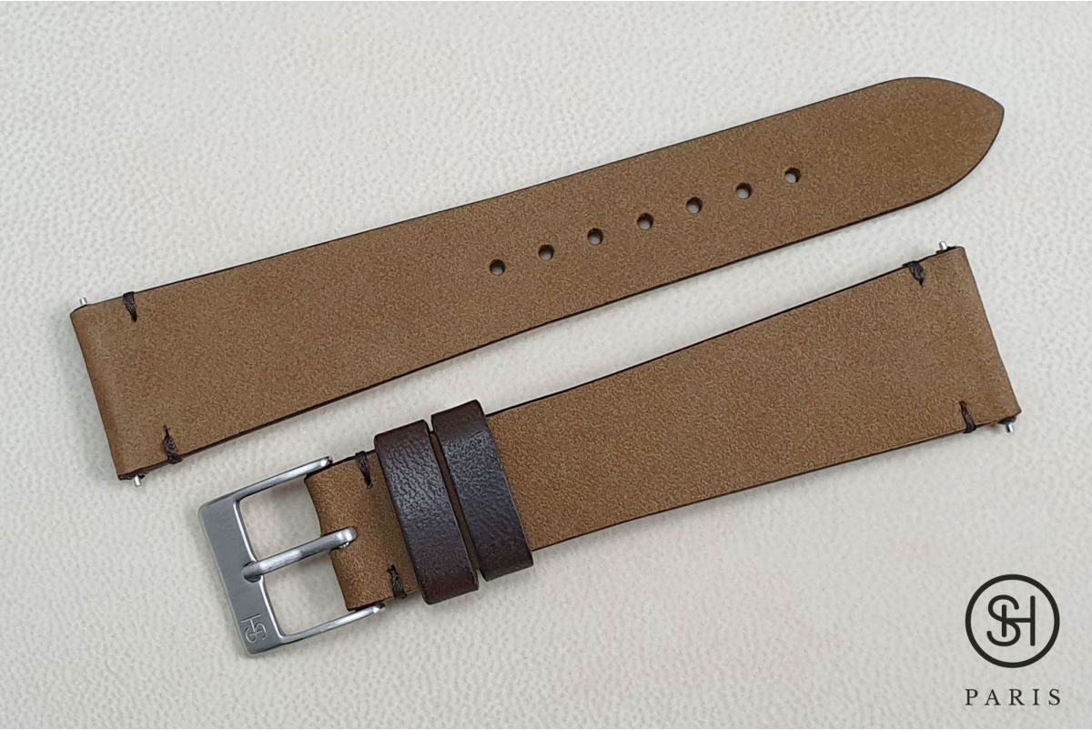 Clay Nubuck SELECT-HEURE leather watch strap with quick release spring bars (interchangeable)