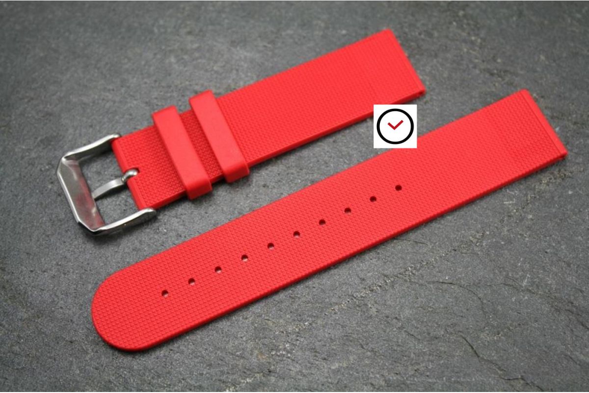 Red Italian rubber classical watch strap, highend (no silicon)