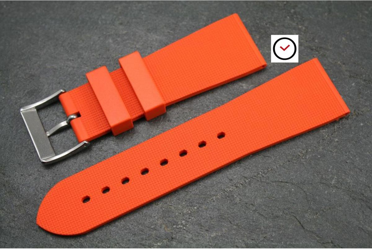 Orange Italian rubber casual watch strap, perfect fo Panerai