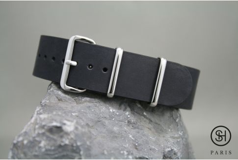Café Noir Black Leather Watch Strap