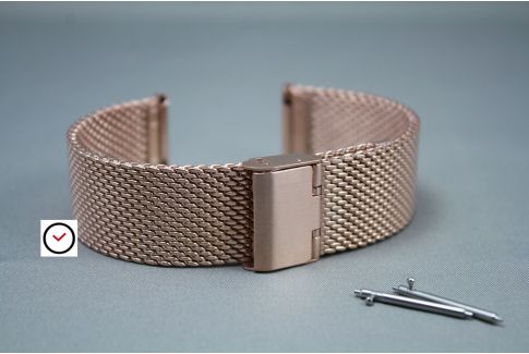 Bracelet montre MESH (maille milanaise) acier inox - largeur 16, 18, 20,  22, 24 ou 26 mm - fermoir avec sécurité
